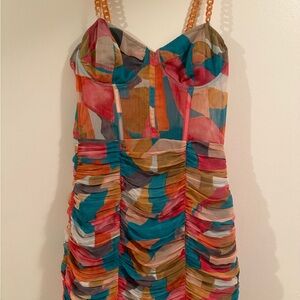 Multicolor Abstract Print Women's Dress